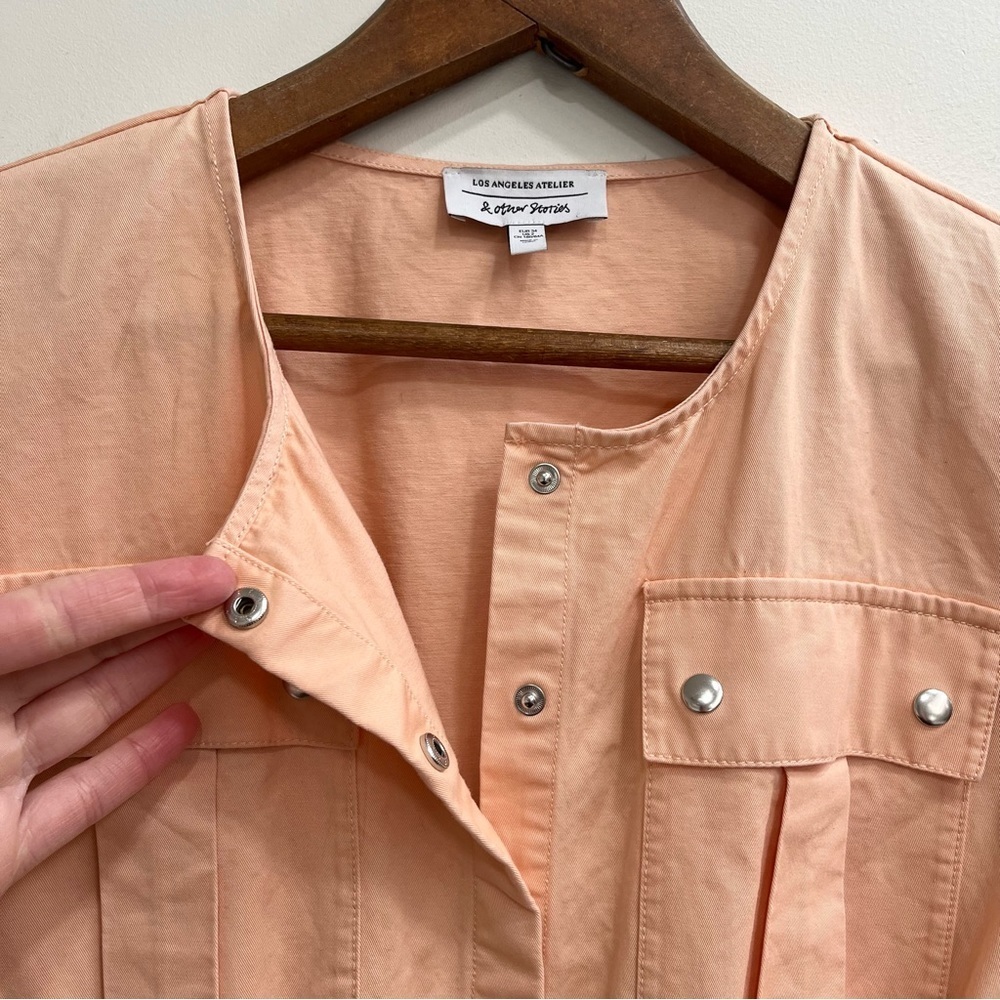 & Other Stories pocket detail utility jumpsuit in bleached peach pastel size 2 - Picture 8 of 14